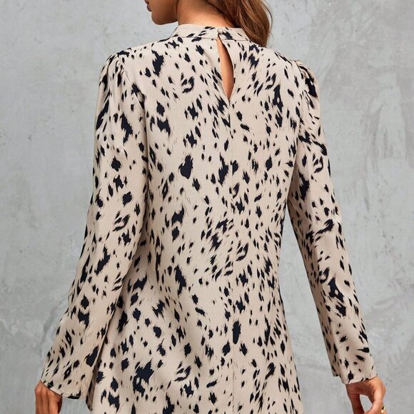 Multicolor Casual Women's Allover Print High Low Hem Blouse - Picture 2 of 6